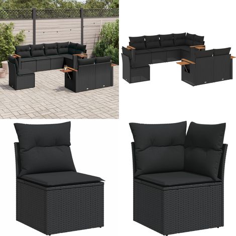 8-tlg. Garten-Sofagarnitur mit Kissen Schwarz Poly Rattan - Gartensortiment - Outdoor Möbel - Lounge Set - Gartenlounge - Rattan Gartenmöbel - Home & Living (1/5)