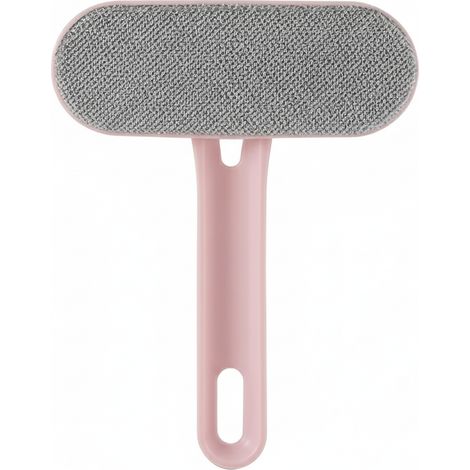Brosse anti-poils d'animaux, double face, pour poils de chat et de chien, idéale pour les tapis, canapés et lits. Couleur : rose.-AquaForge (1/3)