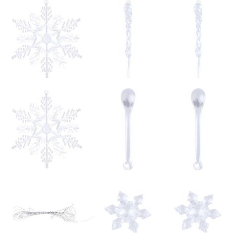 24 accessoires de décoration de Noël, pendentifs flocons de neige et glaçons (transparents)-7.5CM-Transparent