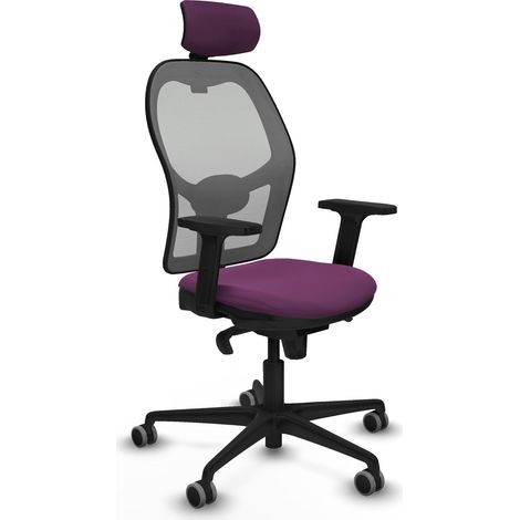 Jorquera sincro malla gris similpiel morado brazos 2D base nailon cabecero 2D ruedas 65mm engomada (1/5)