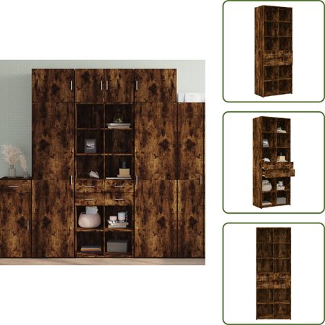 Highboard Räuchereiche 70x42,5x185 cm Holzwerkstoff - Sideboard - Hochschrank - Wohnzimmermöbel - Holzregal - Wohnraum Dekoration (1/5)