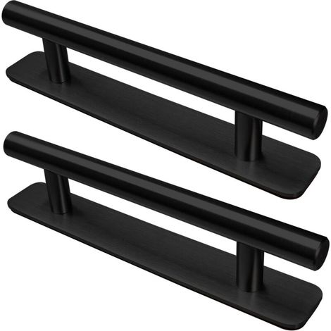 Poignée de Meuble Autocollante, 2 Pièces Poignées de Porte en Acier Inoxydable, 150mm Poignées pour Placards Cuisine Porte Commode Armoire(noir) (1/5)
