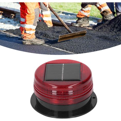 Feu clignotant de signalisation solaire pour la sécurité sur les chantiers, feu clignotant de signalisation routière, feu rouge (1/5)
