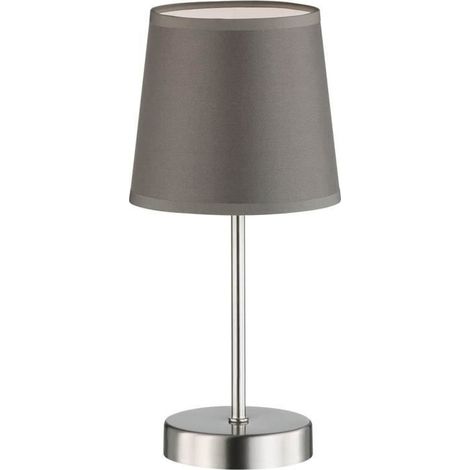 Lampe de table clair, gris, abat-jour en tissu hauteur 32 cm (1/3)