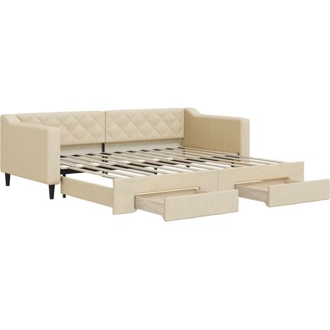 Maison Exclusive - Tagesbett Ausziehbar mit Schubladen Creme 90x2