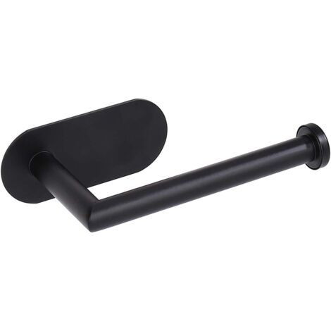 Porte Papier Noir Auto-Adhésif Toilette Acier Inox Mat Distributeur de Papier Hygiénique pour Salle de Bain et Cuisine H570 (1/5)