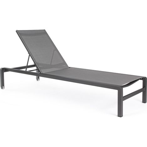 Sonnenliege "Konnor" aus lackiertem Aluminium mit Rädern, ideal für Schwimmbad und Garten -Anthrazit / 4-teiliger Bausatz