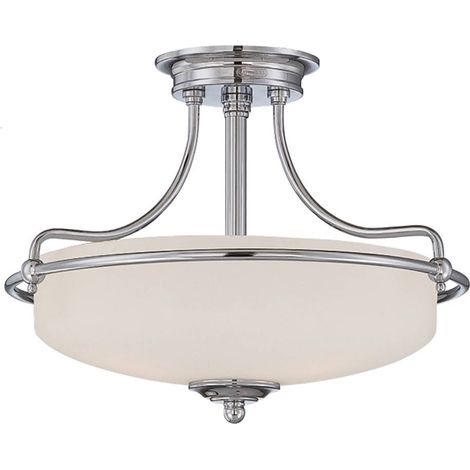 Elstead Griffin - 3 Licht Semi Flush Deckenleuchte Antik Nickel, E27 (1/5)