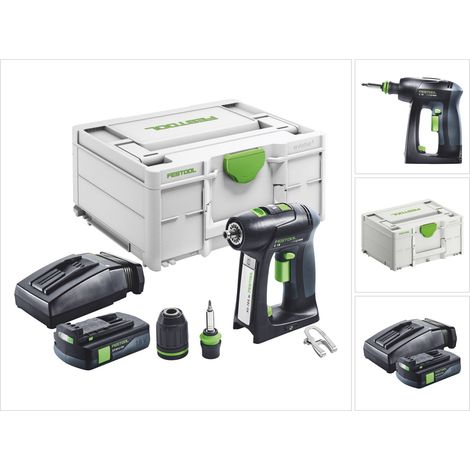 Festool – Perceuse-visseuse sans fil 18V 45Nm – Moteur Brushless – 1 batterie 3,0Ah – Chargeur rapide – Systainer inclus (1/5)