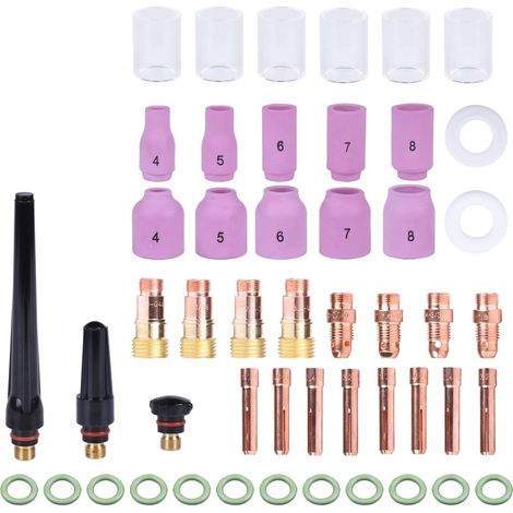 49 Pièces Torche de Soudage TIG Accessoires de Lentilles de Gaz Tronquées pour WP17 WP18 WP26 TIG 10 Kit de Tasse en Verre Haute Température (1/5)