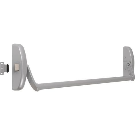 Serrure anti-panique barre 1 point réversible – Pour portes à un ou deux vantaux – Argent