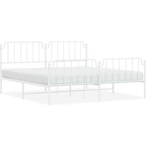 Maison Exclusive - Giroletto con Testiera e Pediera Metallo Bianco 193x203 cm (1/5)