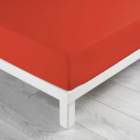 Drap housse 2 personnes King size 180 x 200 x 30 cm coton 57 fils Lina Paprika