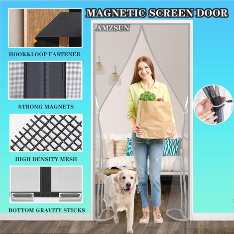 Moustiquaire Magnétique Porte- Rideaux Toile Insect Ecran 85x125cm Gris Rideau de Porte Antimoustique avec Fermeture Aimantée Facile à Installer pour Couloirs Patio (1/4)