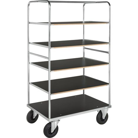 Kongamek Multi-Etagenwagen, verzinkt 1000x700x1800mm mit 5 Etagen, Gummibereifung ohne Bremse