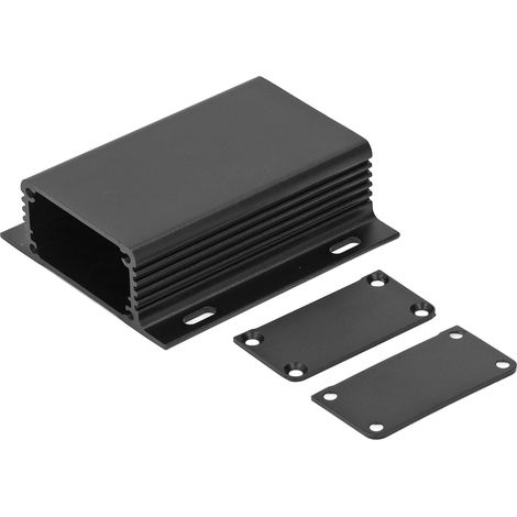 Boîtier aluminium industrielle étanche 6063-T5 type intégré 25x71x80mm noir oxydé avec 2 plaques et 8 vis (1/5)