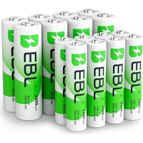 16PCS Piles Rechargeables AA et AAA, avec 8PCS AA HR6 et 8PCS AAA HR03 Recyclable et Faible Autodécharge, Kit Pratique, pour Manette de Jeu, Souris, Téléphone sans Fil, Télécommande, etc. (1/5)