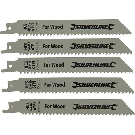 5 lames de scie sabre longues 150 mm pour une coupe grossiere du bois - 5 lames de scie sabre longues 150 mm pour une coupe grossiere du bois (1/2)