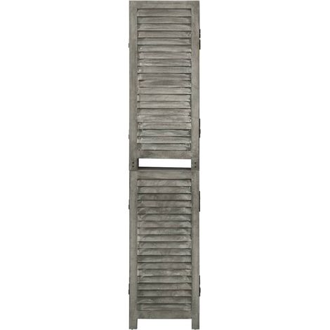 Paravent Cloison de séparation 6 panneaux, Pour Jardin, Balcon, Terrasse Gris 214x166 cm Bois solide OIB7225E (1/3)