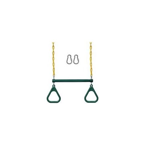 Il set di altalene da giardino include una barra trapezoidale da 45 cm e una robusta catena da 122 cm con moschettoni di sicurezza (verde). (1/4)