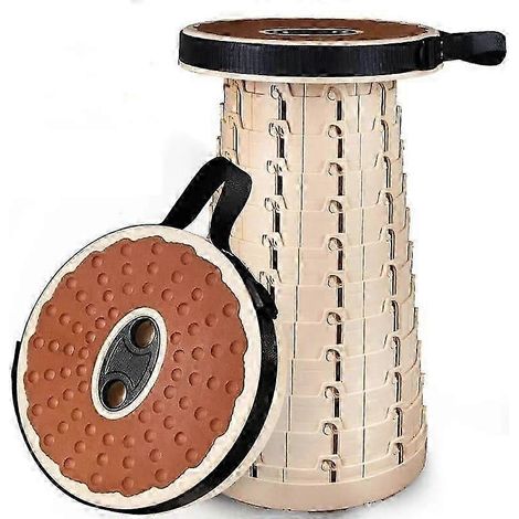 Tabouret pliant réglable en hauteur, idéal pour le camping, portable, léger, structure robuste en aluminium, design compact, pour une utilisation en extérieur.