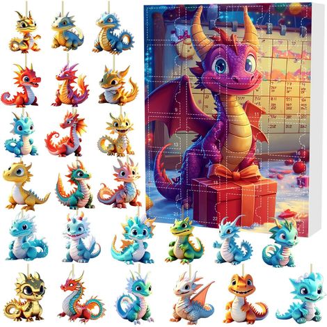 Calendrier De Lavent Dinosaures - 24 Portes Avec Figurines En Plastique - Décoration De Sapin De Noël - Idéal Pour Enfants Et Fêtes Familiales - Lot De 1 (1/5)