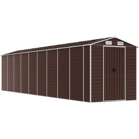 Casetta da giardino casetta per capanni casetta per ripostigli casetta per attrezzi da esterno robusta 191 x 810 x 198 cm acciaio zincato marrone 020022276