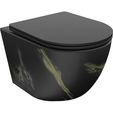 Mexen Lena taza de inodoro Rimless con asiento de cierre suave slim, duroplast, piedra negra - 30224098 (1/5)