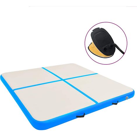 Aufblasbare Gymnastikmatte mit Pumpe 200x200x10 cm PVC Blau