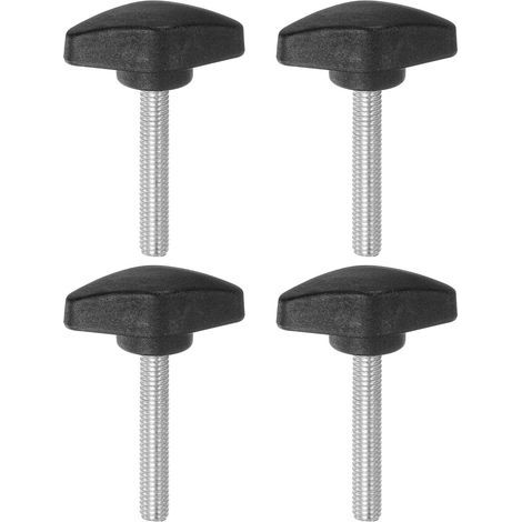 4Pcs Boutons à Ailettes En T, Vis à Pouce M6 X 40mm, Filetage Mâle Standard, Poignées En Plastique, Boutons de Serrage à Main, Vis à Pouce, Noir. (1/4)