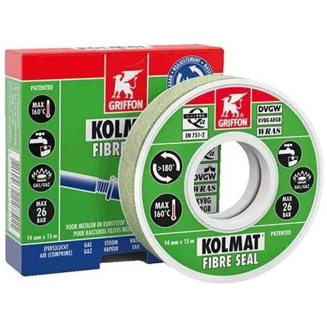 GRIFFON 6300531 Nastro sigillante per raccordi filettati Kolmat Fibre Seal 15 m x 12 mm