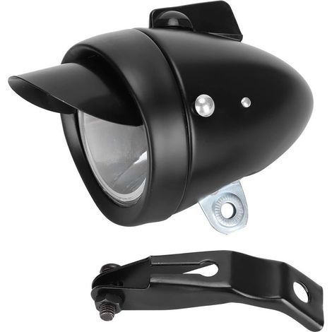 Phare vélo LED rétro – avant – sécurité nuit – vintage – lampe frontale – cyclisme – noir (1/5)
