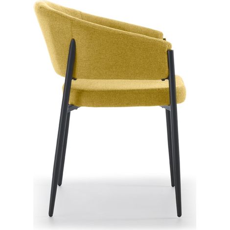 Sedia da interni Maya con braccioli, struttura in metallo antracite e seduta in tessuto Easy-Clean giallo - Design Elegante (1/5)