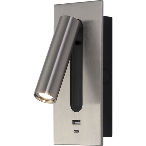 LED Reading Light Bedside Lamp Hidden Switch Bedside Lamp, Type C Bedside Lamp Flush Mount Wall Sconce Reading Lamp, 350° Rotatable 90° Foldable, 3W Warm Light 3000K, Sand Nickel Color
