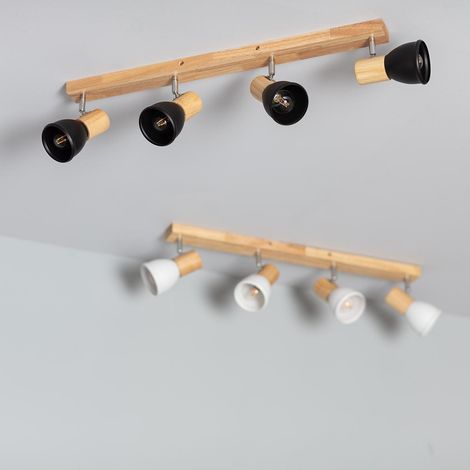 Lámpara de Techo Madera y Metal 4 Focos Tautau Blanco