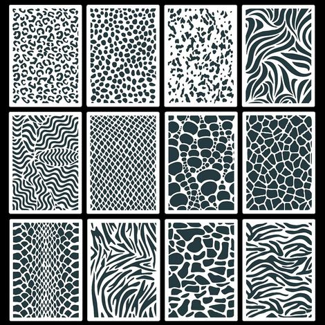 12PCS Pochoir Léopard Pochoirs de Peinture D'artMotif Guépard Pochoir Bricolage Réutilisable Painting Stencil Leopard pour Pâtisserie Travaux Manuels Mur (12Pcs Leopard) (1/5)