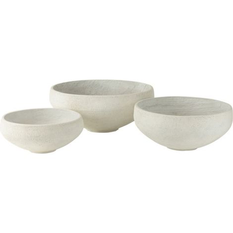 Lot de 3 Cache-Pots en Argile "Abel" 69cm Blanc (1/2)