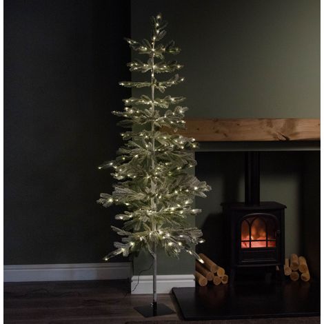6ft (1.8m) Light up Christmas Pine Needle Tree with 300 Warm White LEDs and Metal Stand
