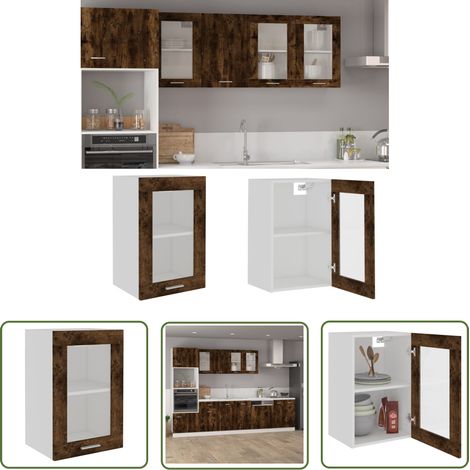 Furniture Limited - Vitrine suspendue "Lyon" Chêne fumé 40 x 31 x (1/5)