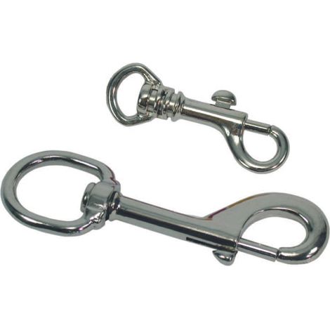 Moschettoni a scatto con anello girevole in acciaio nichelato - mm.130 giganti