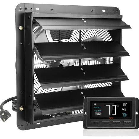 Ventilateur d'extraction à volets, 40,9 cm avec contrôleur de température et d'humidité, extracteur d'air de grenier mural réglable à vitesse variable, 2900 m³/h, moteur EC, pour serre, garage (1/5)