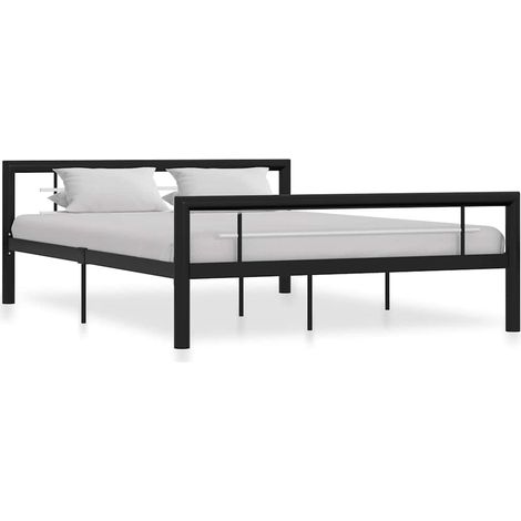 Maison Exclusive - Cadre de lit sans matelas noir et blanc métal 140x200 cm (1/5)