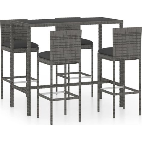 Maison Exclusive - 5-tlg. Gartenbar-Set mit Kissen Poly Rattan Gr