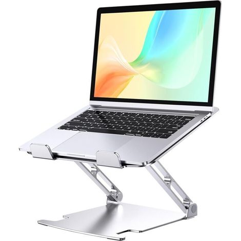 Ventilated aluminum laptop stand – Ergonomically adjustable – 10 kg capacity – Optimal air circulation – Lightweight and foldable (1/5)