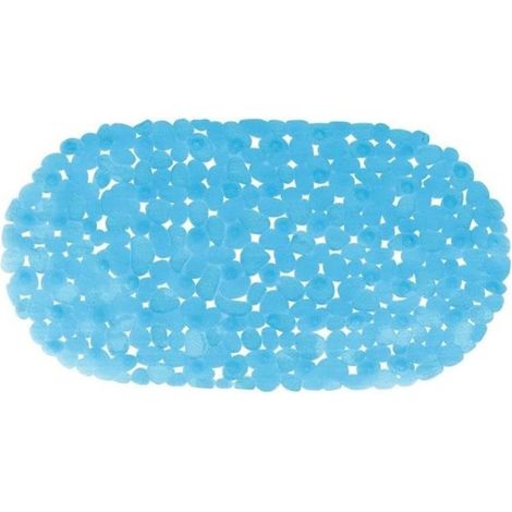 Tapis Fond de Baignoire PVC Galets - 100% PVC sans Phtalates - 68 x 35 cm - Bleu Aqua - Surface Antidérapante pour Sécurité et Confort - Facile d'entretien (1/4)