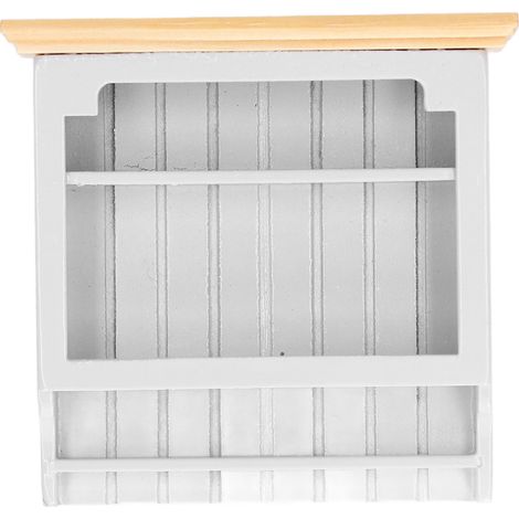 Vitrine miniature pour maison de poupée, finitions soignées, en bois composite, grise (1/5)
