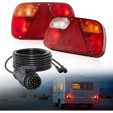 VEVOR Luci per Rimorchio, Trasmissione Cablata, 2 Pezzi Set di Lampada Rimorchio, Luci Impermeabili da 12 V per Posteriori, Freno, Indicatori di Direzione, Targa, Retromarcia, con Cablaggio