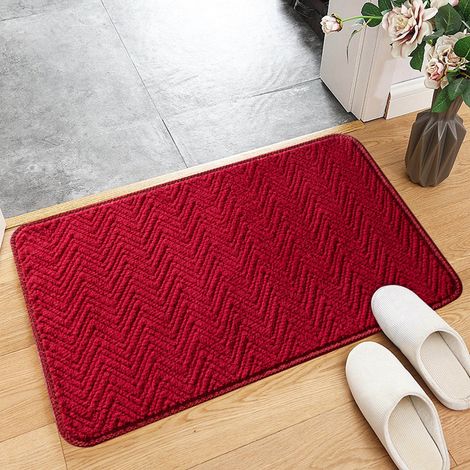 Tapis De Sol Extérieur Étanche - Absorbant Double Couche - Non Glissant Pour Cuisine Balcon Salle De Bain - 40x60 cm - Rouge (1/5)