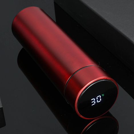 Intelligenter, farbwechselnder Isolierbecher (500 ml) aus Edelstahl 304 für optimale Temperaturerhaltung durch Vakuum. Eine originelle Geschenkidee für Unternehmen. Farbe: Rot. (1/5)