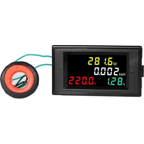 Voltmetro e amperometro digitale. Amperometro CA con display LCD, voltmetro 80-300V, indicatore di tensione e amperaggio 2 in 1. (1/4)